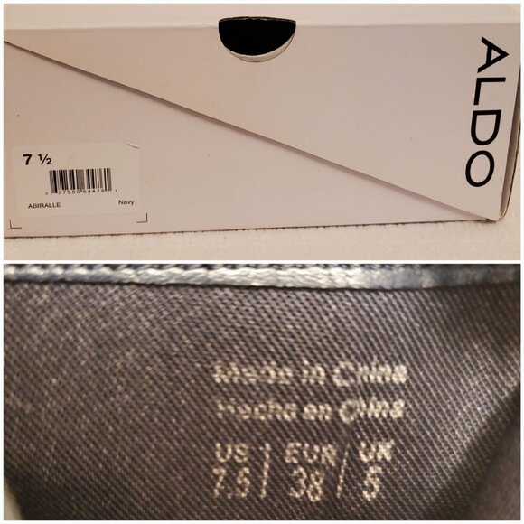 ALDO Abiralle Womens Navy Blue Suede Ankle Booties Stacked Block Heel - 7.5 - Picture 12 of 12